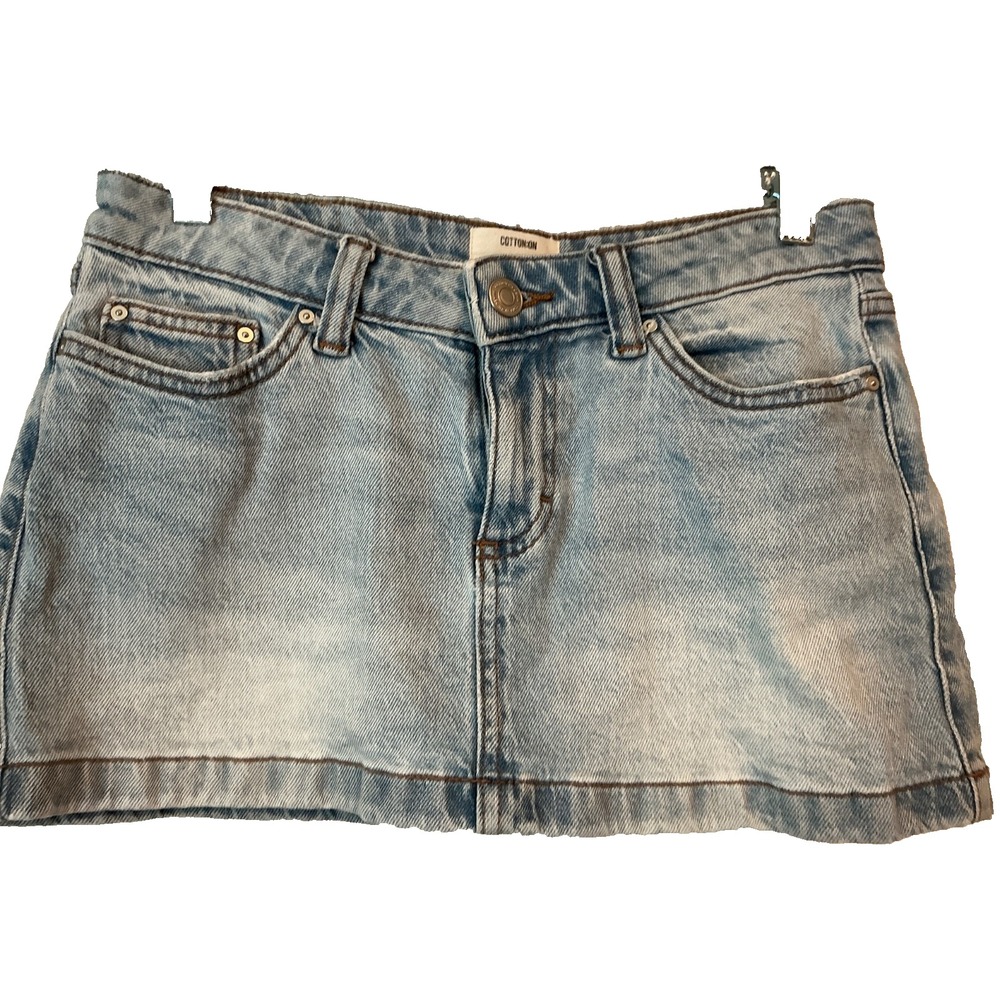 Cotton On Mini Jean Skirt Hemmed Size 0 (24 waist) Blue Y2K Micro Low Rise